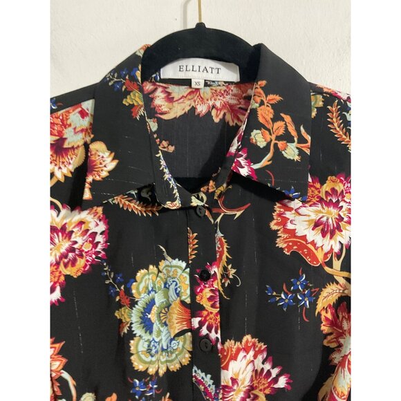ELLIATT Floral Independence Mini Shirt Dress in Black Multi size Xsmall - Picture 5 of 15